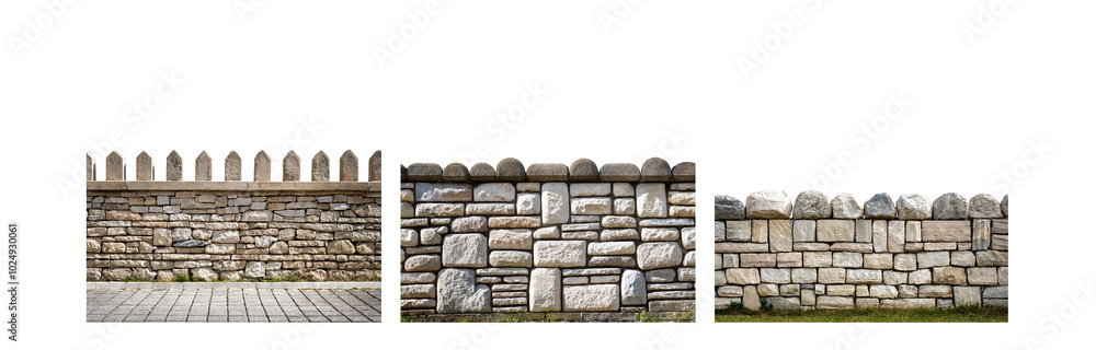 Aufkleber a stone wall made of various sizes and shapes of stone. the wall is weathered and has a rustic appea