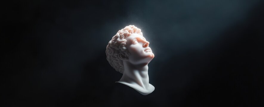 Serene marble sculpture of a pensive figure