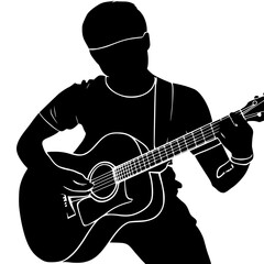 "Silhouette of Man in Suit Playing Electric Guitar"

