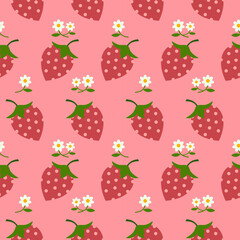 Seamless Strawberry Pattern Design, Illustration Design for Textile Fabric or Print to Paper Card.