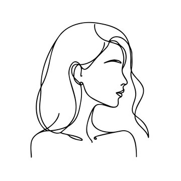 Woman's face line drawing minimalistic outline style
