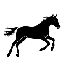 "Silhouette of Fast Running Wild Horse"

