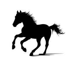 "Silhouette of Fast Running Wild Horse"

