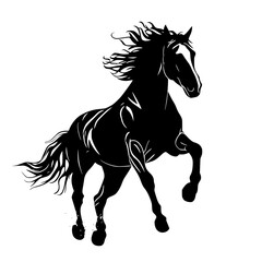 "Silhouette of Fast Running Wild Horse"

