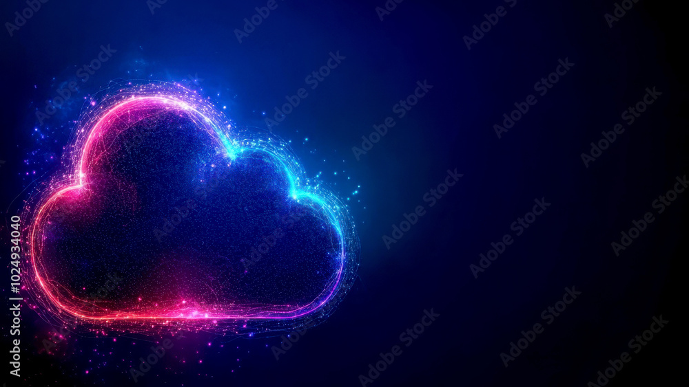 Aufkleber vibrant cloud symbol representing digital technology and cloud computing, illuminated with colorful 