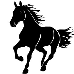 Black Horse Vector Silhouette in Motion

