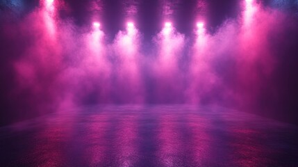 Obraz premium Purple Stage Lights and Smoke created with Generative AI Technology, ai, generative