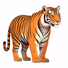 Obraz premium orange and black tiger standing against a white background