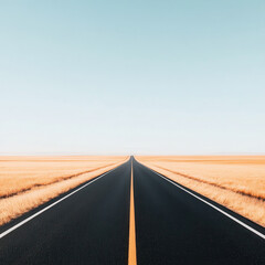 Fototapeta premium minimalistic empty road stretches towards horizon, evoking sense of freedom
