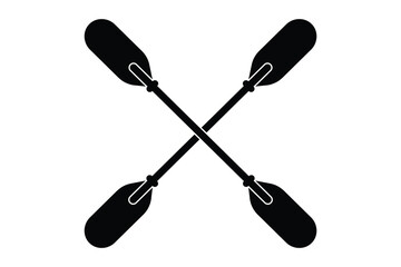 Canoe paddles vector icon, silhouette. Canoe boat paddles sign, symbol. Kayak paddle, Dragon Boat festival paddles sign vector. Vector illustration.