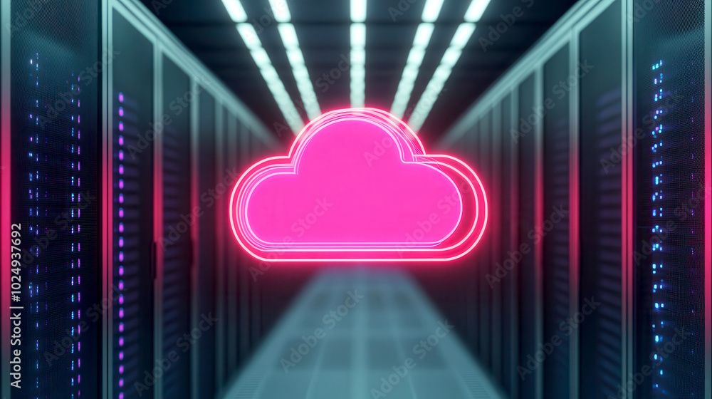 Poster high tech cloud servers supporting global development and connectivity