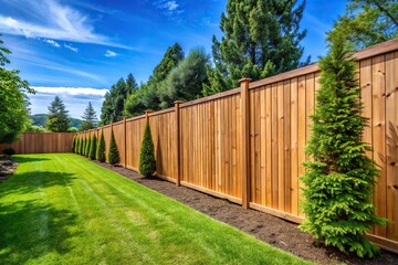 Reflected tall cedar privacy fence