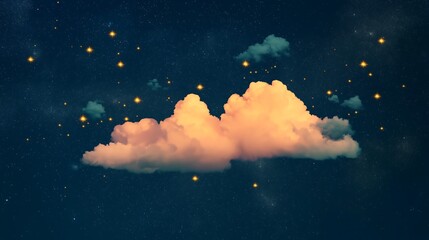 Fototapeta premium Brightly colored clouds drifting through a night sky full of stars, symbolizing the limitless possibilities of dreams.