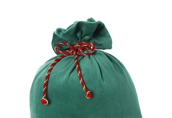 Green Santa Claus bag isolated on white
