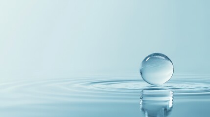 Tranquil Reflection: A Glass Sphere Floating on Serene Waters