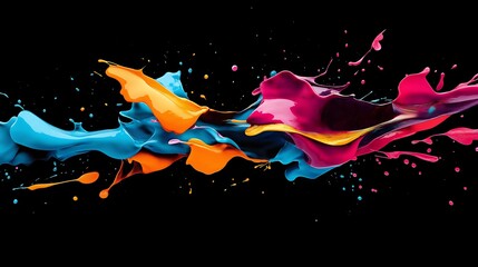 Neon-colored paint splashes forming abstract shapes in mid-air, symbolizing the power of imagination.