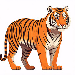 Obraz premium orange and black tiger standing on white background