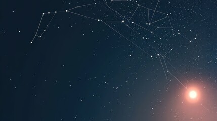 Starry Night Sky with Glowing Celestial Body