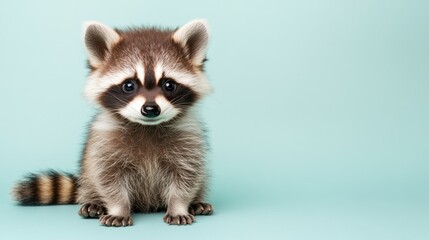 Adorable baby raccoon with striking facial features