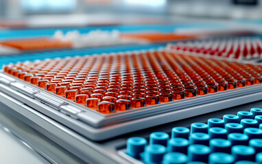 Obraz premium A nanofluidics device sorting and analyzing biomolecules at the nanoscale, revolutionizing diagnostics, drug discovery, and personalized medicine