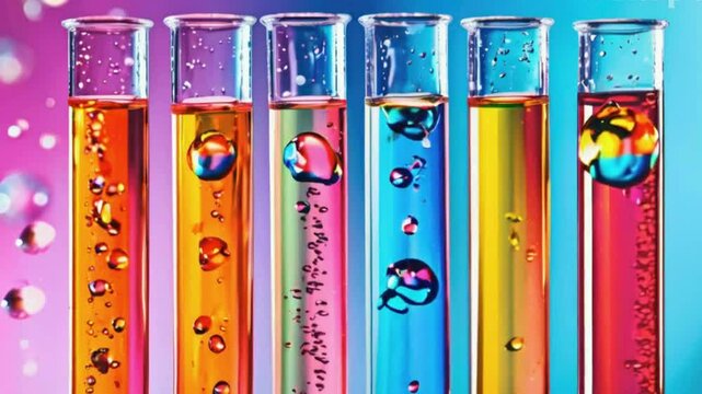 test tubes with colorful liquid