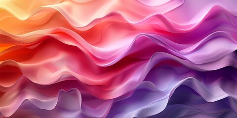 Abstract flowing layers in vibrant pink, purple, and orange tones, resembling soft fabric waves, perfect for creative backgrounds or design concepts.