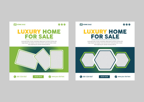 luxury Home for sale social media design, real estate promotion template,
