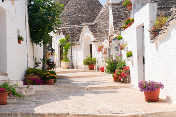 Aberobello village with trulli houses roofs, Italy