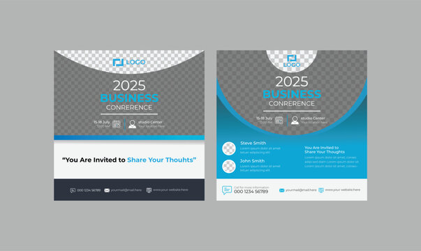 Business Conference live webinar banner invitation, Creative webinar, Online Education and other online seminars. with geometric background