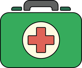 Obraz premium First Aid Kit Vector Icon Illustration. Flat Cartoon Style.