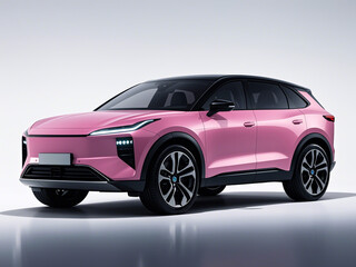 Fototapeta premium A pink luxury SUV car The background is white