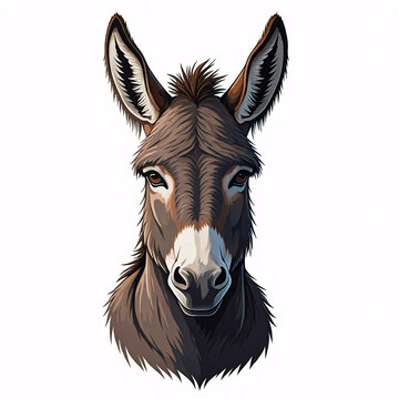cute brown donkey head illustration