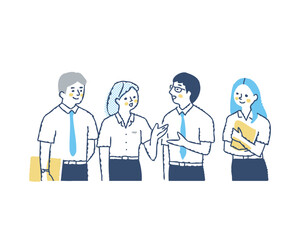 並んで会話をしている学生