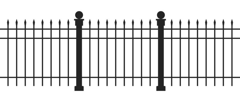 Wrought iron fence with pointed tops