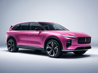 A  pink luxury SUV car The background is white