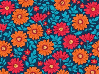 Seamless minimalist doodle floral pattern backgrou...