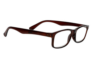 Brown transparent glasses isolated on white background without shadow unisex