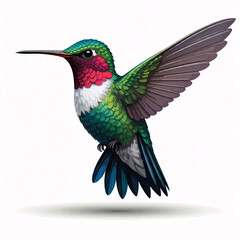 Fototapeta premium colorful hummingbird with spread wings on white background