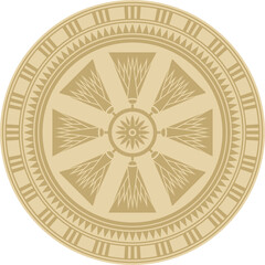 Vector round golden Egyptian ornament. Endless circle border, ancient Egypt frame