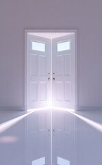 Bright open doors in a minimalist room