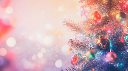 A Christmas tree with many ornaments and lights