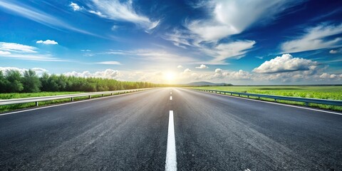 Naklejka premium Silhouette of asphalt highway with road markings backdrop