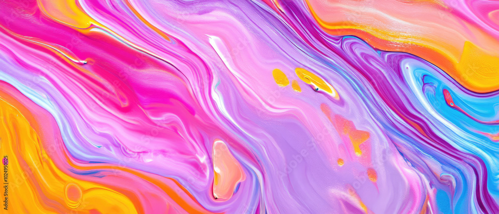 Poster vibrant abstract multicolored wallpaper, a dynamic blend of hues creating a striking visual texture 