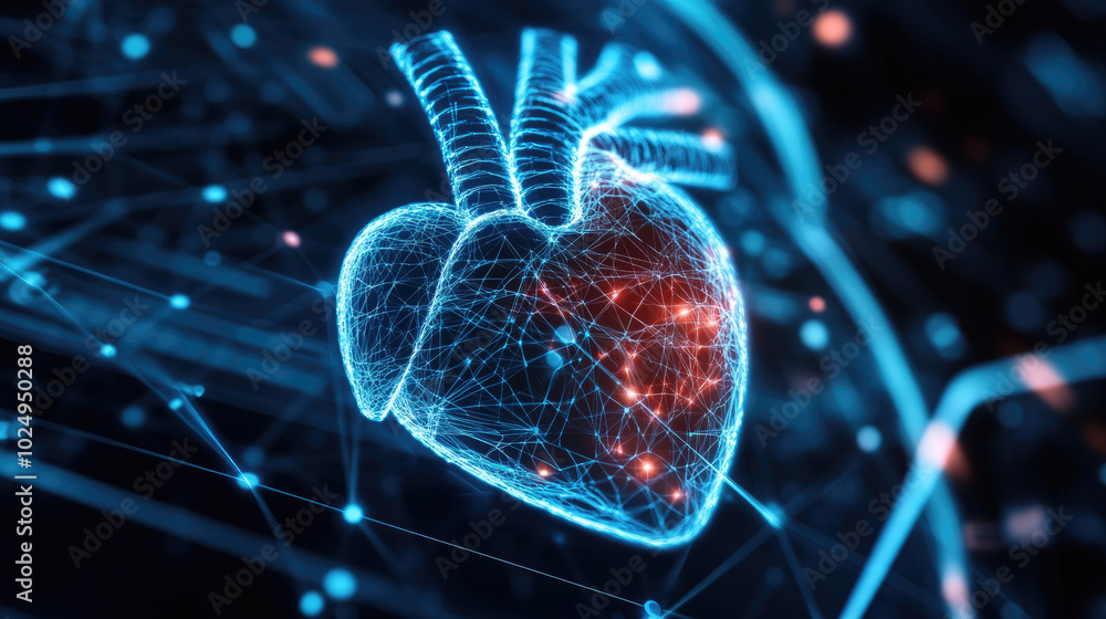 Poster digital heart integration, innovative technology enhancing health systems through advanced digital h