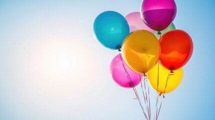 Vibrant Balloons Floating in Bright Sky Bringing Joy and