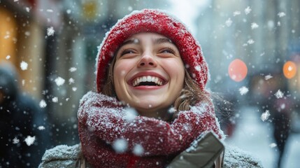 Joyful stroll in winter's embrace, laughter echoes in the crisp air, lightly dressed against the snowy backdrop, vibrant spirit amidst the chill