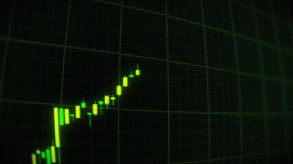 bullish market featuring glow green trading candles and up arrows, vibrant glowing green background, financial growth and market prosperity. 4K, Template, Empty, 3D illustration of a 