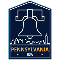 Vintage Pennsylvania Emblem with Liberty Bell