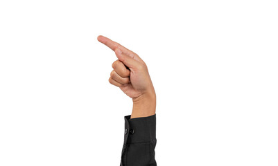 Deaf alphabet letter G by hand. Letter 'G' in sign language, isolated on a white background. Hand...