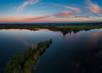 Fototapeta premium Amazing sunset over Lake Orle near Wejherowo. Poland